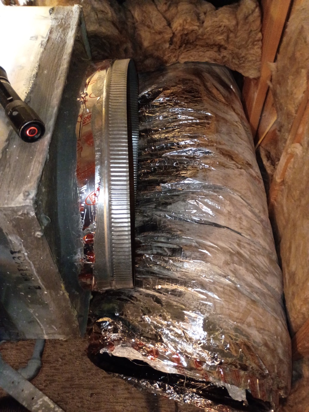 New flex duct connection installed
